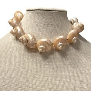 Sculpted Natural Shell Choker Necklace in Cream